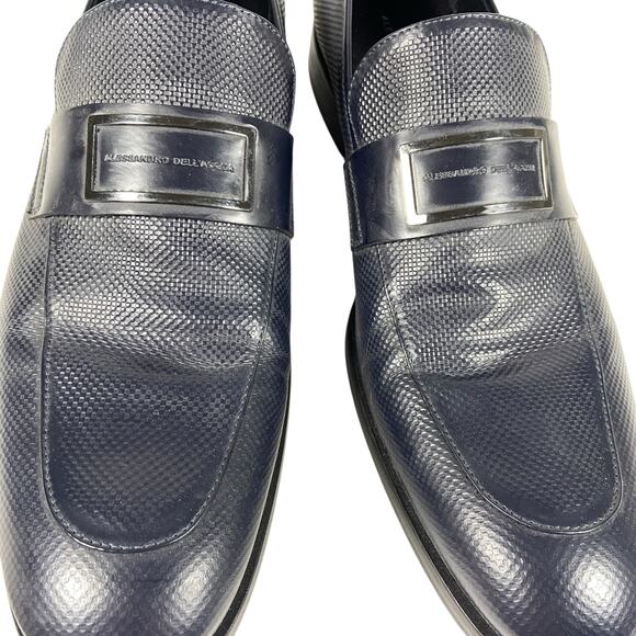 Alessandro dell Acqua Mens Dress Shoes Dark Navy Color Leather  Size 44 1/2 - Picture 5 of 12